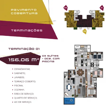 Cobertura com Piscina - 156,06m - Edf Merlot - Jatiuca